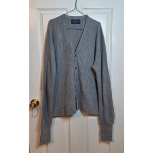 Jantzen Classics Vintage 80s Grey Grandpacore Cardigan Sweater V Neck Size XL
